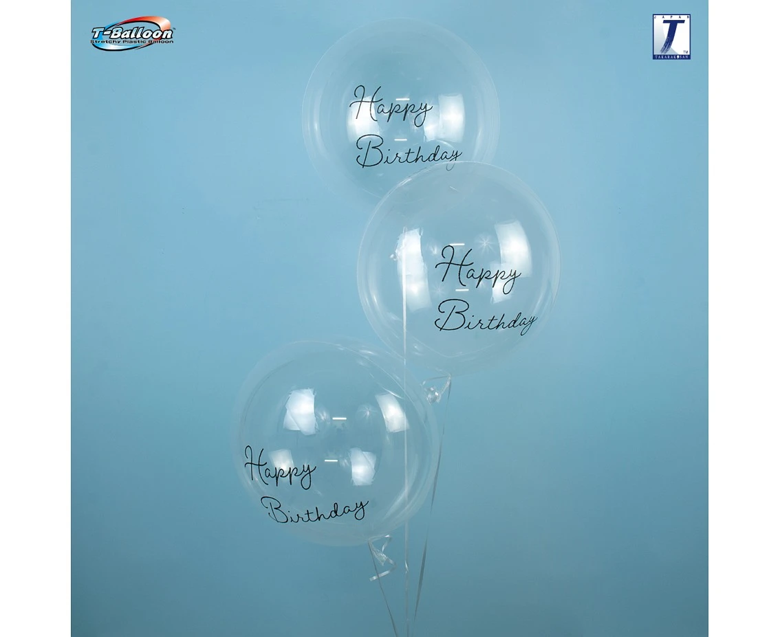 Balon Takara Bubble Balloon - Happy Birthday (kaligrafowane), 330 mm/ 10 szt. (rozm. QL 15,0") KK